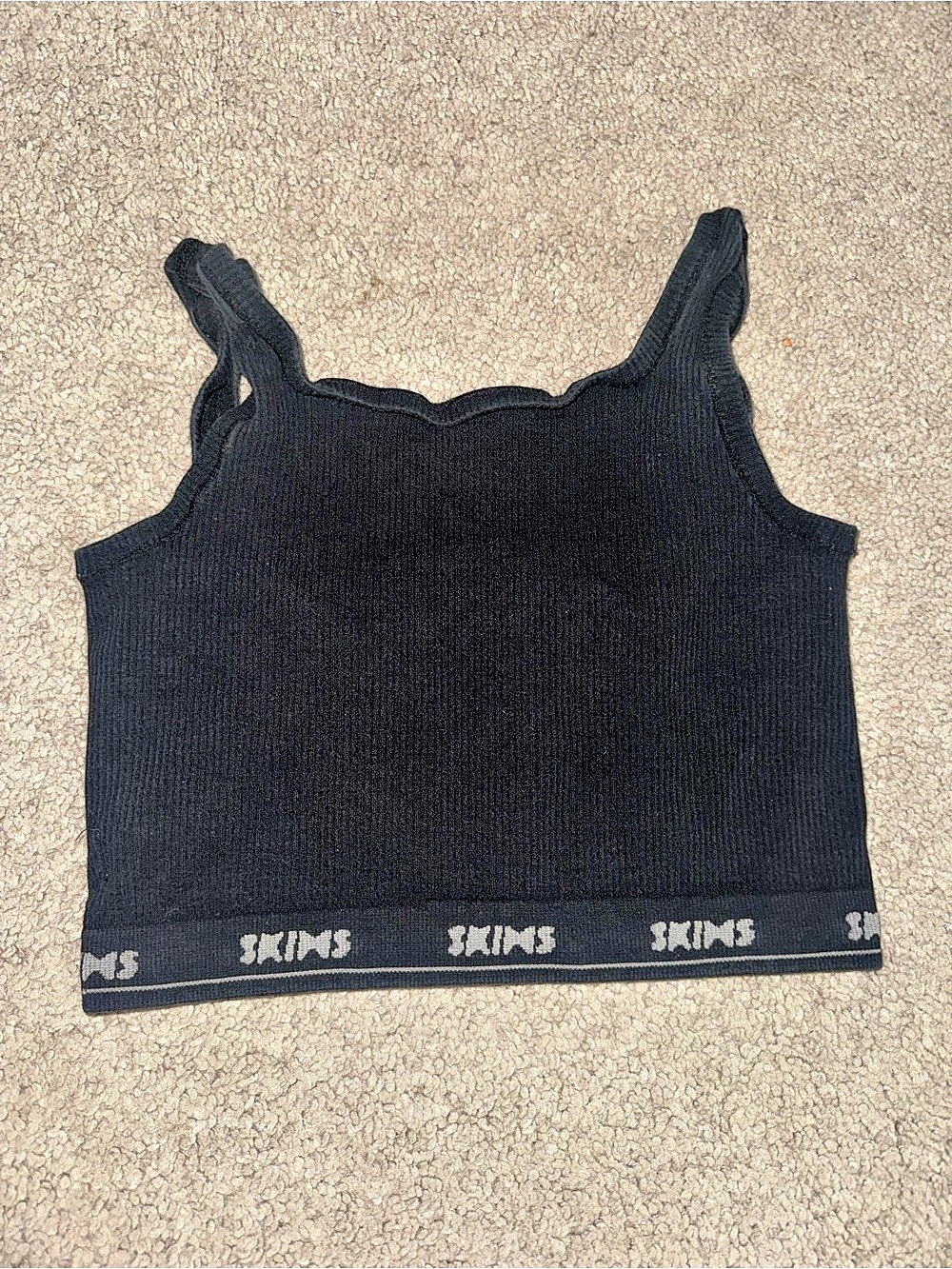 SKIMS Cotton Rib High Scoop Tank Black Size Small/Medium
